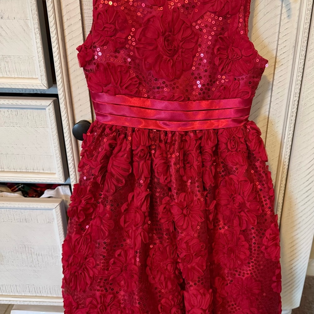American Princess Red Floral Sequin Dress
